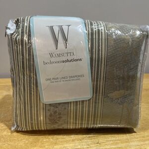 Wamsutta Isabella Olive One Pair Draperies Curtains Embroidered Floral Cottage